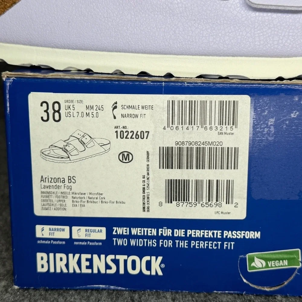 Birkenstock Arizona Sandal Womens 7 Lavender Fog Birkibuc Buckle Slide Flip Flop